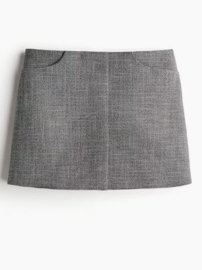 H&M Edition Structured Mini Skirt 6 Gray Gray Twill A-Line Classic Academia